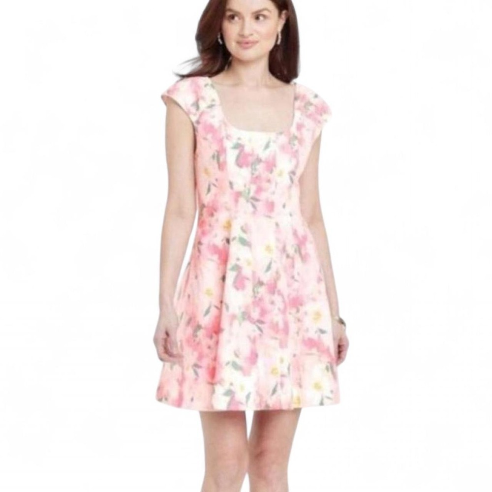 A new Day Floral Pink Dress corset flare Size 6